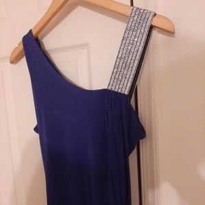 Blue Dress with sparkly white silver strap